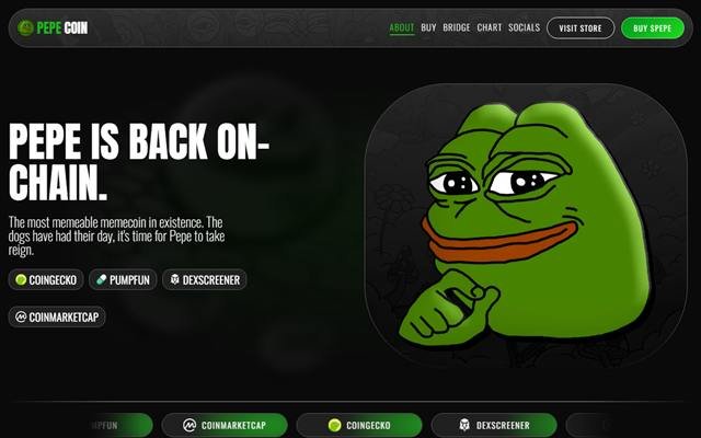 Pepe On Sol website preview